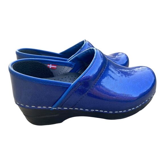 Sanita Professional Clogs Blue Marbled Patent Leather Nurse Shoe SZ 4 EU 35 - Picture 3 of 14